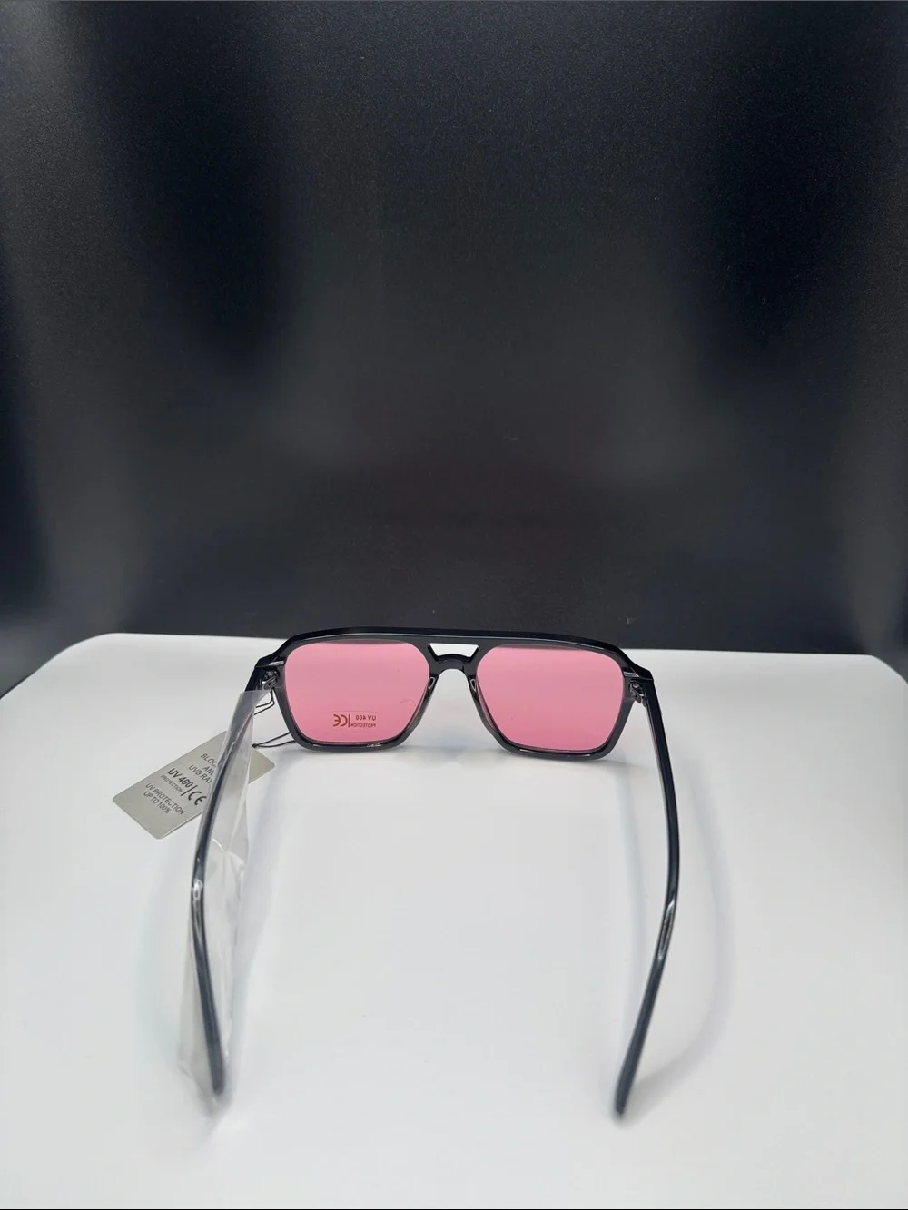 Black Frame Sunglasses with Pink Lenses